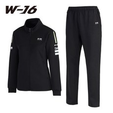 [W-16] 더블식스틴 남여 트레이닝복 폴리에스테르 블랙 W16SS20TRN-01