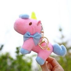 유니콘 피규어 틱톡 아이디어 레인보우 포니 뽀글이 인형 인형, 핑크 메탈 버클, 16cm