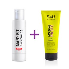 맨즈핏 옆머리 스타일링 곱슬머리 스트레이트 셀프 다운펌 100ml+S4U 몰딩 페이스트 남자왁스 150ml, 100ml, 1개