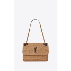 SAINT LAURENT Mittelgroße NIKI aus Raffia und Leder 620329GG66W7069