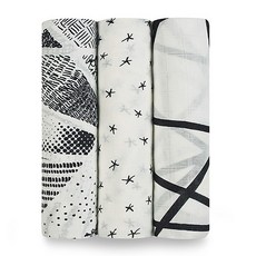 아덴아나이스 실키 소프트 모슬린 스와들 인 미드나잇 3종세트, WHITE - ONE SIZE