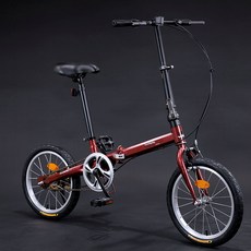 접이식 미니벨로 자전거 가벼운 초경량 폴딩 2023, 16인치, 싱글 스피드 브레이크 커피 레드, 16인치