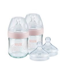 누크 네이처센스 유리젖병 120ml 2개+젖꼭지(2개입), 유리젖병120ml 블루 2개/젖꼭지S1-S
