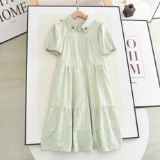 진짜가 나타났다 오연두 장세진 오세린 천사랑 비치룩 셔링 그린 체크 롱 원피스