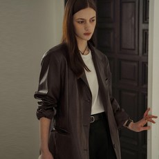 틸아이다이 예약배송 Eco leather classic three button single jacket_Brown