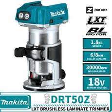 MakitaDRT50Z LXT 브러시리스 무선 라미네이트 트리머 18V 목수 리튬 공구 DRT50ZJX9 30000RPM 전기 트리머 목공, drt50z 도구 전용, 1) DRT50Z Tool Only, 1개