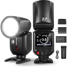 NEWER Z2S 2.4G TTL 원형 헤드 플래시 Speedlite for Sony 업그레이드 UI 조정 가능한 모델링 램프 2개 TTLM 퀵 스위치 TCM Key 76Ws, Z2-S, Z2-S