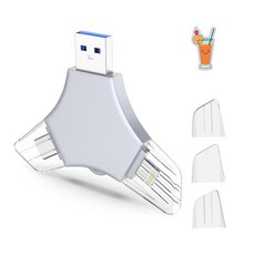 USB 3.0 플래시 드라이브 64GB 아이폰용 3in1 사진용 외장 메모리 픽처 키퍼 보관 스틱 V6.81아이폰/아이패드/안드로이드/PC용 고속 썸 드라이브 - 문라이트 그, USB 3.0 플래시 드라이브 64GB, 아이폰용, 3