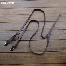 멜빵 광택 고급 가죽 스트랩 클립 빈티지 단추 바지 중괄호 남자