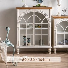 북유럽 빈티지 그릇장 원목 아치형 레트로 거실 주방 수납장, A