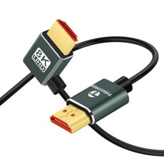 Thsucords 초박형 8K HDMI 2.190도 좌각케이블 2FT 플렉서블 슬림 고속 코드 지원 4K@120Hz 8K@60Hz 로쿠 TV/HDTV/PS5/Blu-ray, 2FT_90 Degree Left Angle