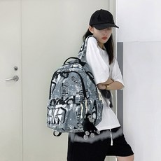 트렌디한 가방 한국판 원숙 트렌디 커플 백팩 2022 캐주얼 패션 낙서형 대학생 백팩