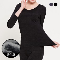 마켓콩 여성 소프트 융털 기모 무지 라운드넥 방풍 내의 상의 긴팔 티셔츠 겨울 내복