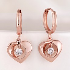 루이델라 여성용 14K 18K 원터치 링+gold-plated 펜던트 사라 하트 귀걸이 데일리 심플 금 여자친구 선물