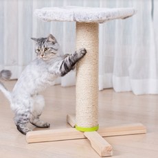 웅비몰 고양이물품 원형 원목 반묘 수직형 삼줄 스크래쳐 