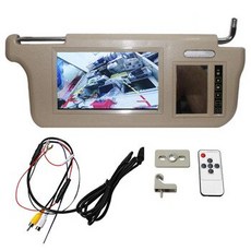 [해외] AV1 AV2 플레이어 카메라에 한 7 인치 자동차 썬바이저 햇 가리 스크린 LCD 모니터 DC 12 V 베이지 인테리어 미러 화면 오른쪽, beige