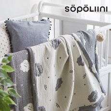 쁘띠 삼중직 워싱 순면 자카드 블랭킷(소), 그레이