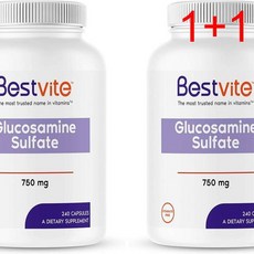 [1+1] BESTVITE Glucosamine Sulfate 750mg per Capsule (240 캡슐) - 스테아르산 무첨가 - 글루텐 프리 - 비 GMO - 관절 지원. - 스테아르산