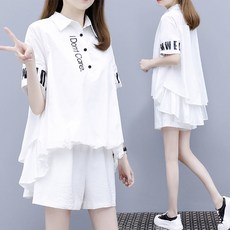 FANSYLI 여성 여름 세트 반팔 상하의 세트 루즈핏 트레이닝 세트 W3F0903