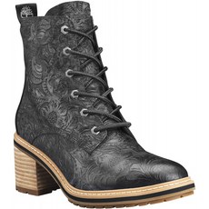 230mm Timberland 여성용 시에나 하이 방수 사이드 지퍼 부츠 패션 블랙 풀 그레인 엠 보스 060 M US