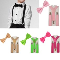 tr0003에 대 한 착용하기 쉬운 2PCS 다양 한 색상 키즈 멜빵 BowTie 나비 넥타이
