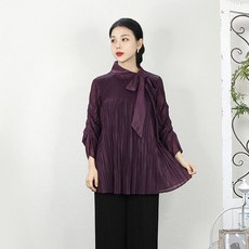 마담플리츠 케이시 플리츠 블라우스 주름 이세이 리본 프릴 셔링