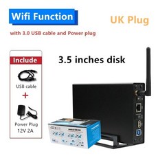 가정용nas nas서버 개인서버 nas하드 bleendless 외부 하드 드라이브 케이스 wifi 안테나 알루미늄 3.5 하드 디스크 sata usb hdd 인클로저 무선, 영국 플러그