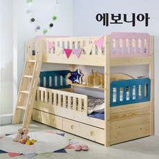 [무료배송+업그레이드 행사] 에보니아 레이 투톤 이층침대 기본매트, 경사형(그린)/블루/블루