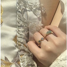 14k 포 금록유령 불가사이의 딸기 크리스털 비즈 반지 여 ins 패션 심플 쿨링바람Z