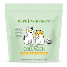 Dr. Mercola 고양이 파우더 개와 고양이를 위한 나무껍질과 수염 콜라겐 5.07온스144g 30스쿱 풀을 먹인 소고기 모빌리티 피부 건강 지원 수의사 제형 USDA 머콜, 1개, 144g