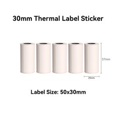 포켓 열 미니 프린터용 자체 접착 인쇄 라벨 용지 스티커 T02/M02 롤, 01 5pcs 30mm Sticky