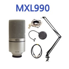 MXL 마이크 990, MXL990+관절스탠드+팝필터+ 케이블