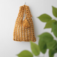슬로우모먼츠 오솔길 네트백 - 코바늘키트, 머스타드+모사용코바늘10/0+돗바늘 대
