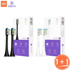 샤오미 SOOCAS 전동칫솔 1+1 교체 호환 칫솔모 X1 X3 X5 V1 칫솔모, 화이트+화이트