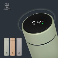 디지토 LED 온도표시 온도체크 휴대용 보온 보냉 스텐 스마트 텀블러 500ml, (7704)탄오렌지