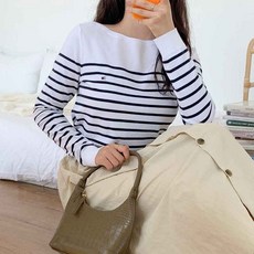 타미힐피거 스트라이프 보트넥 니트 여성용
