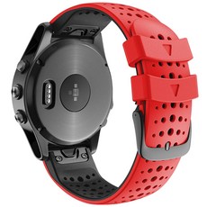 Garmin Fenix 6X 6 Pro 5X Plus/Descent Mk2i Mk2/Enduro 용 26mm 22mm 퀵 핏 실리콘 손목 밴드 시계 밴드 퀵 릴리스 스트랩, Red Black - 가민mk1