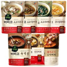 코끼리마켓 CJ 비비고 즉석국 찌개 7종세트 초간단레시피 일품요리 즉석안주(소고기무국+소고기장터국+콩나물황태국+소고기미역국+육개장+된장찌개+돼지고기김치찌개), 2세트, 500g