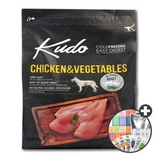  쿠도 사료 콜드프레스 냉온 동결 압착 사료, 쿠도 닭야채 전연령 12kg+상전사은품 
