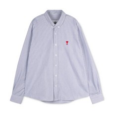 아미 남성 스트라이프 하트 로고 블루/화이트 셔츠 HSH113 CO0021 492