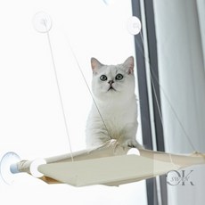 오케이스완 고양이 창문 거치대 창문 해먹 고양이필수품, 아이보리, 1개