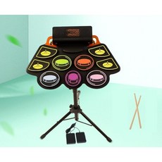 전자드럼패드 디지털 드럼 전기, 다채로운 드럼 + 헤드폰 + 스탠드 + 가방