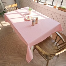 디알엠 린넨 방수 테이블보 식탁보 2인 4인 6인 8인 10인 12인용, 6인(200x130cm), 핑크