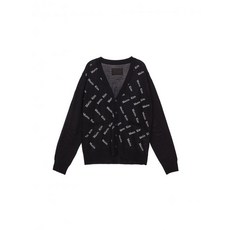 (국내배송) MATIN KIM 마뗑킴 ZIGZAG PRINT CARDIGAN IN BLACK