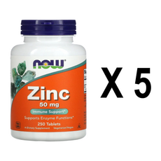 나우푸드 아연 50mg 타블렛, 250개입, 5개