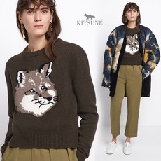 메종키츠네 20FW FOX HEAD 자쿼드 피케 여성 니트 LK