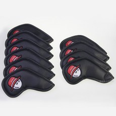 말본 아이언커버 세트 골프 10종 골프채 헤드 커버, 블랙 레드캡, 1개