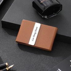 이니셜 각인 명함케이스 남자 여자 명품 카드 명함지갑 카드홀더 세로자석형, 브라운, 3번, 1개