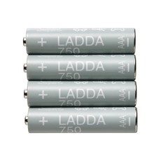 이케아 LADDA 라다 750mAh AAA 충전지 4개입, 1개, 4개