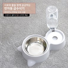 2구 애견 자동급수식기 강아지 고양이 급수기 급식기 사료통 밥통, 1개, 블루